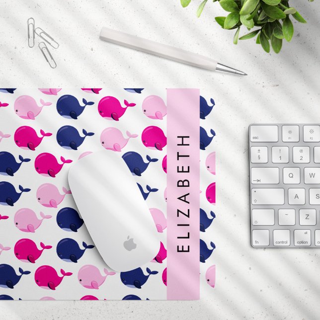 Cute Whales, Pattern Of Whales, Your Name Mouse Mat (Creator Uploaded)