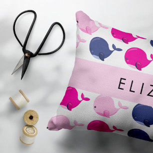 Cute Whales, Pattern Of Whales, Your Name Pillowcase