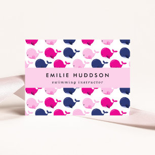 Cute Whales, Swim Instructor, Swimming Coach Business Card
