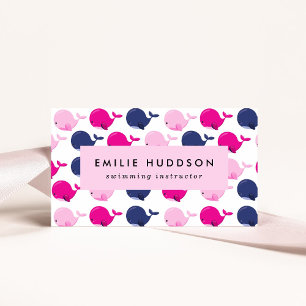 Cute Whales, Swim Instructor, Swimming Coach Business Card