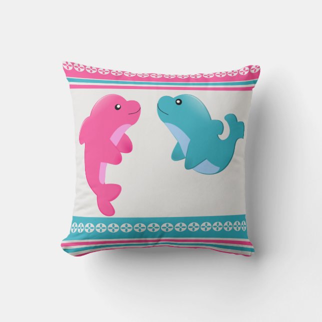 Cute Whales Throw Pillow (Front)