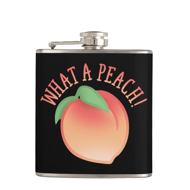 Cute What A Peach Hip Flask (Front)