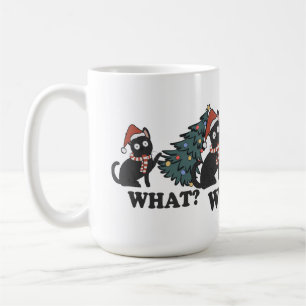 Cute What Funny Cat In Hat With Tree Christmas  Coffee Mug