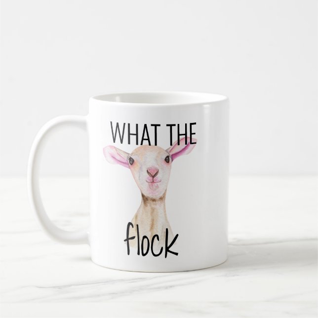 Cute What the Flock Lamb Sheep Coffee Mug (Left)