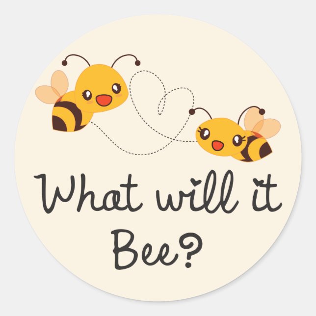Cute What will it Bee Gender Reveal Baby Shower Classic Round Sticker (Front)