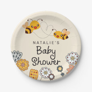 Cute What will it Bee Gender Reveal Baby Shower Paper Plate