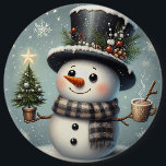 Cute whimiscal Christmas/winter snowman 6 Cm Round Badge<br><div class="desc">cute</div>
