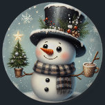 Cute whimiscal Christmas/winter snowman 6 Cm Round Badge<br><div class="desc">cute</div>