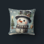 Cute whimiscal Christmas/winter snowman Cushion<br><div class="desc">cute</div>