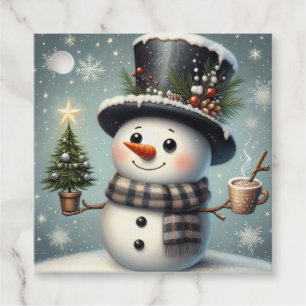 Cute whimiscal Christmas/winter snowman Favour Tags