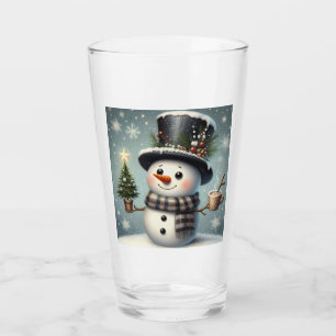 Cute whimiscal Christmas/winter snowman Glass