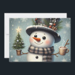 Cute whimiscal Christmas/winter snowman Holiday Card<br><div class="desc">cute</div>