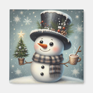 Cute whimiscal Christmas/winter snowman Magnet