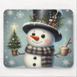 Cute whimiscal Christmas/winter snowman Mouse Mat<br><div class="desc">cute</div>