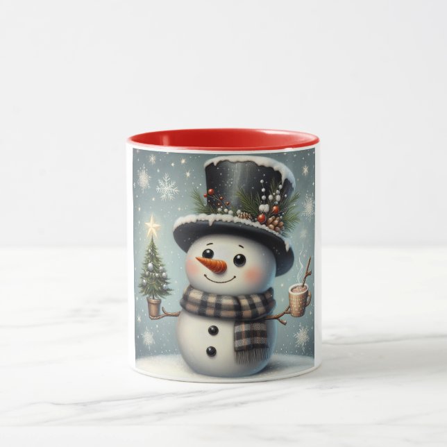 Cute whimiscal Christmas/winter snowman Mug (Center)