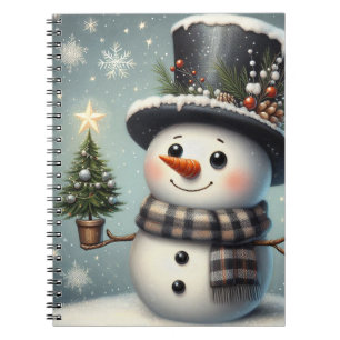 Cute whimiscal Christmas/winter snowman Notebook