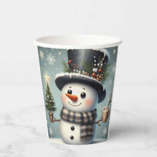 Cute whimiscal Christmas/winter snowman Paper Cups