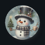 Cute whimiscal Christmas/winter snowman Paper Plate<br><div class="desc">cute</div>