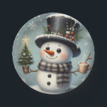 Cute whimiscal Christmas/winter snowman Paper Plate<br><div class="desc">cute</div>