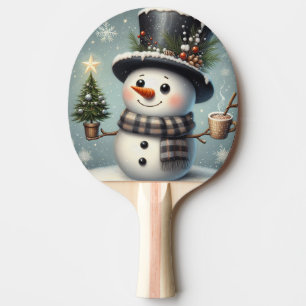 Cute whimiscal Christmas/winter snowman Ping Pong Paddle