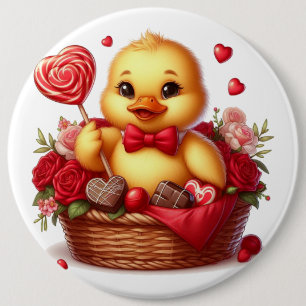 Cute/Whimisical Valentine's day duck 6 Cm Round Badge