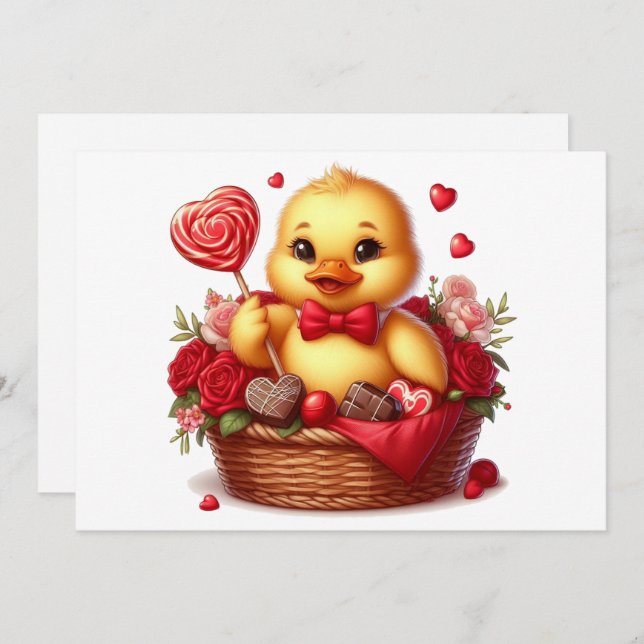 Cute/Whimisical Valentine's day duck Holiday Card (Front/Back)