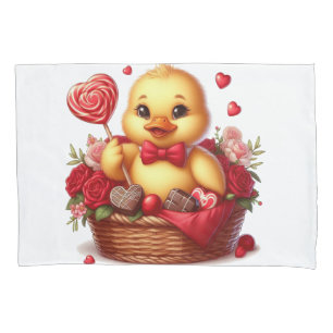 Cute/Whimisical Valentine's day duck Pillowcase