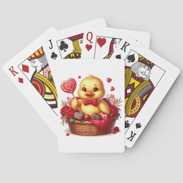 Cute/Whimisical Valentine's day duck Playing Cards (Back)