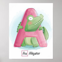 Cute Whimsical Alphabet Letter A Poster