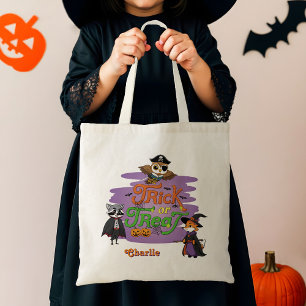 Cute Whimsical Animals Halloween Trick or Treat Tote Bag