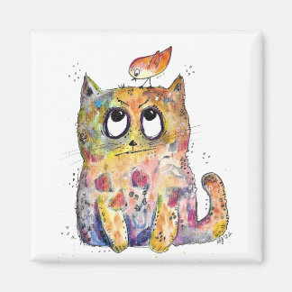 Cute Whimsical Annoyed Cat Magnet