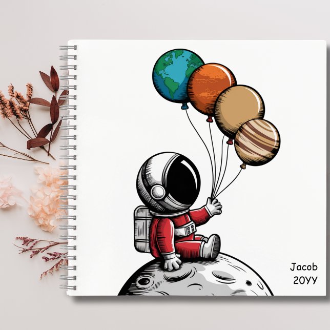 Cute Whimsical Astronaut,Planet Outer Space,Custom Notebook (Creator Uploaded)