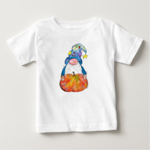 Cute Whimsical Autumn Gnome with Pumpkin Baby T-Shirt