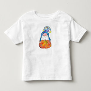 Cute Whimsical Autumn Gnome with Pumpkin Toddler T-Shirt