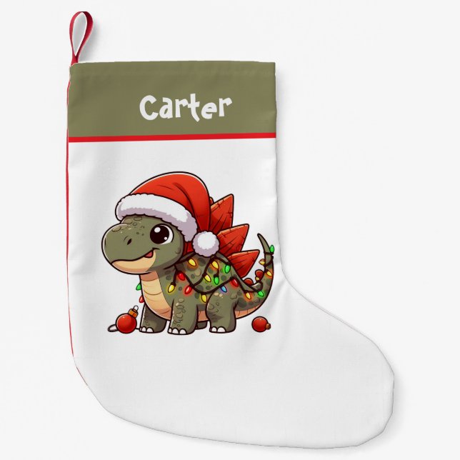 Cute/Whimsical baby Christmas dino Small Christmas Stocking (Front)