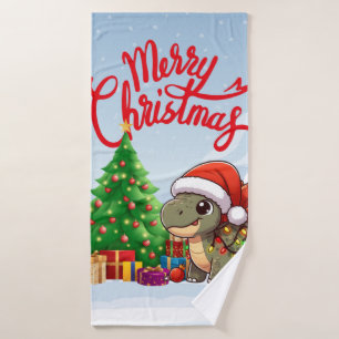 Cute/Whimsical baby Christmas stegosaurus Bath Towel
