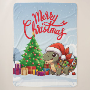 Cute/Whimsical baby Christmas stegosaurus Sherpa Blanket