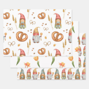 Cute Whimsical Baking Holiday Christmas Elf Wrapping Paper Sheet