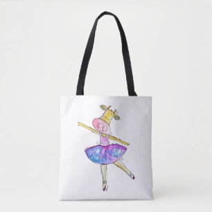 Cute Whimsical Ballerina Cow Tote Bag