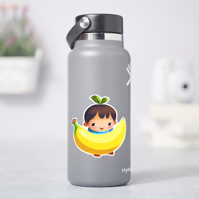 Cute whimsical banana cartoon sticker (HydroFlask)