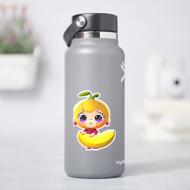 Cute whimsical banana cartoon sticker (HydroFlask)