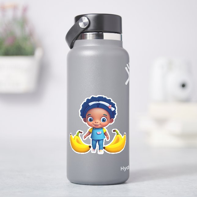 Cute whimsical banana cartoon sticker (HydroFlask)