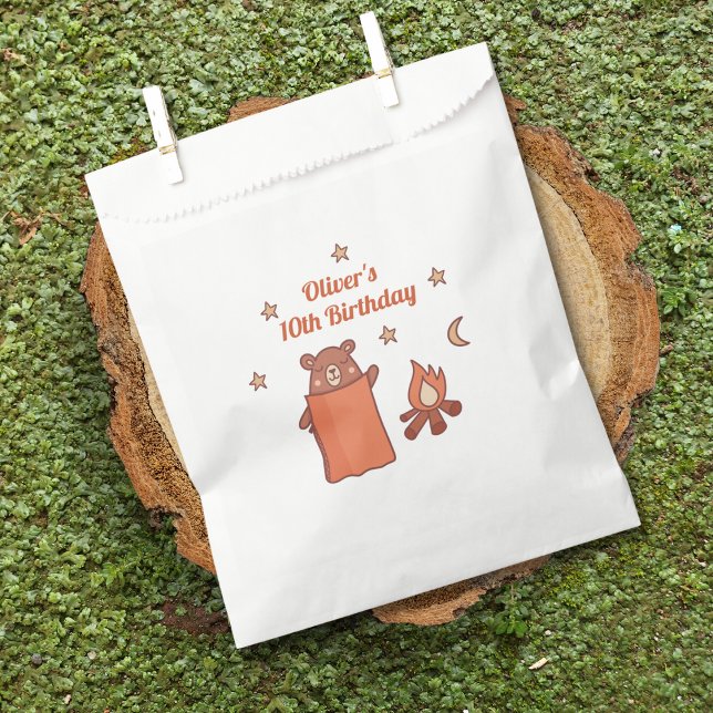 Cute Whimsical Bear Camping Birthday Favour Bags (Creator Uploaded)