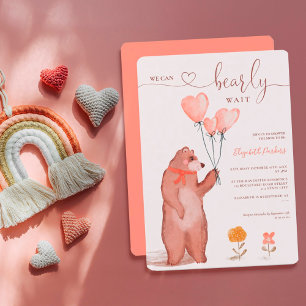 Cute whimsical bear hearts baby shower invitation