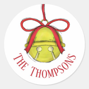 Cute Whimsical Bell Jingle all the Way Christmas Classic Round Sticker