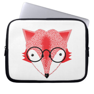 Cute Whimsical Bespectacled Funky Fox Picture Laptop Sleeve