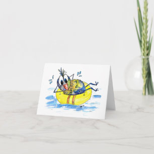 Cute Whimsical Bird on Float Card