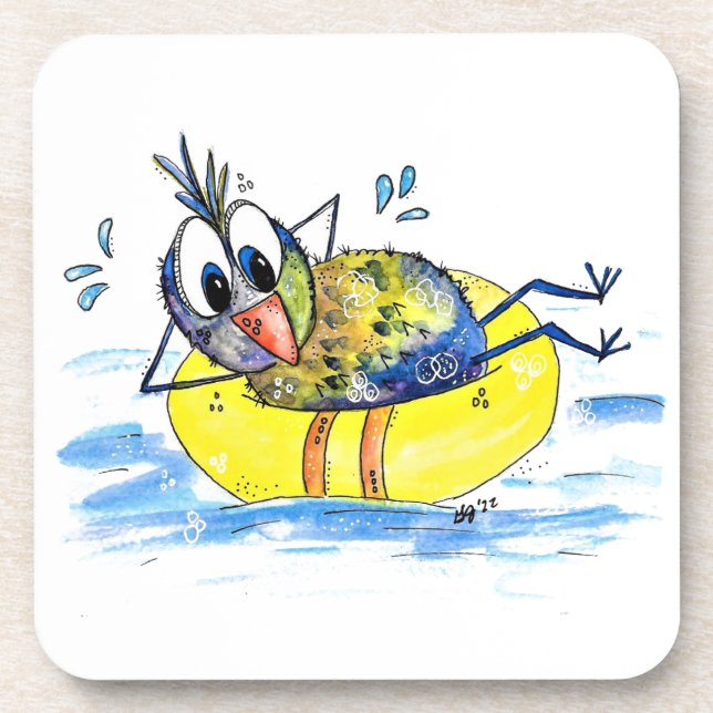Cute Whimsical Bird on Float Coaster (Front)
