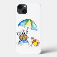 Cute Whimsical Bird on the Beach
