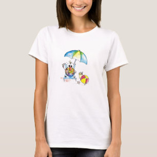 Cute Whimsical Bird on the Beach  T-Shirt